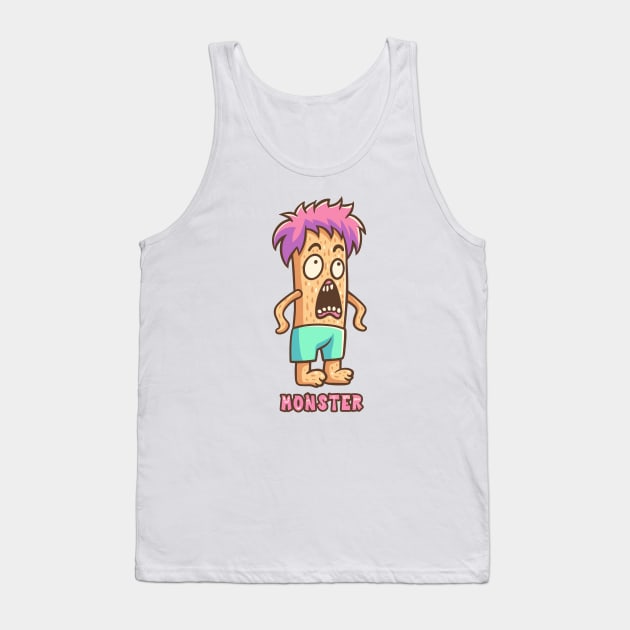 Orange Monster with Pink Hair Text Tank Top by yudabento